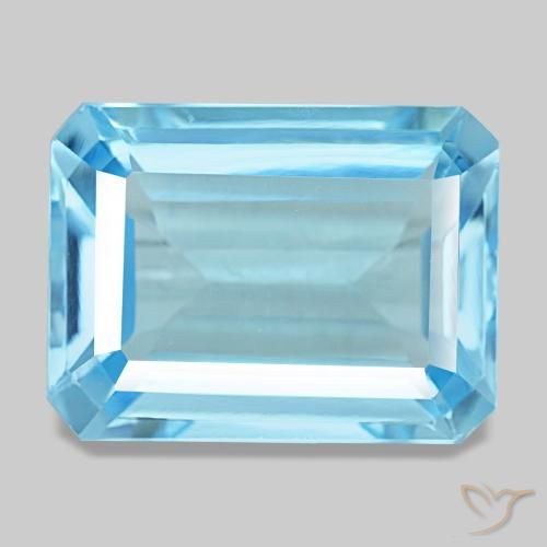 Topaze bleue de 14,71 ct, taille émeraude, VS