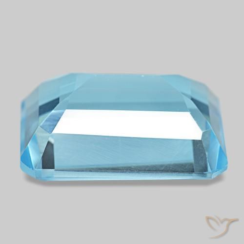 Topaze bleue naturelle taille émeraude, 14,71 ct, VS