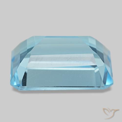 Topaze bleue naturelle taille émeraude, 15,53 ct, VS