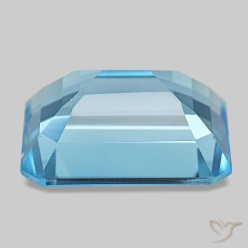 Topaze bleue naturelle taille émeraude, 15,85 ct, VS