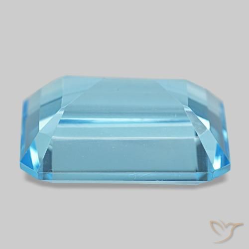 Topaze bleue naturelle taille émeraude, 14,58 ct, VS