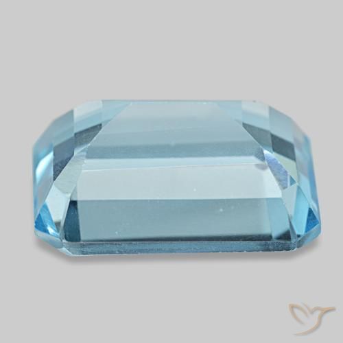 Topaze bleue naturelle taille émeraude, 14,56 ct, VS