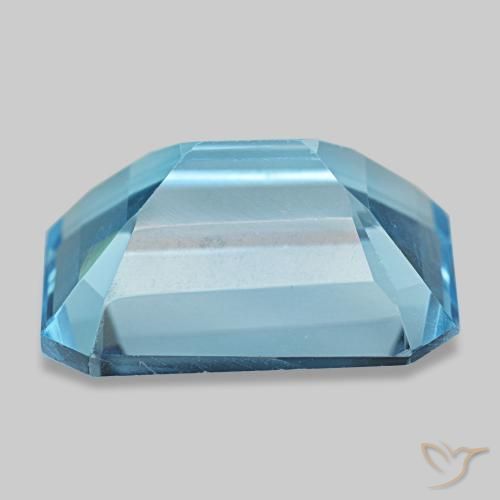 Topaze bleue naturelle taille émeraude, 13,28 ct, VS