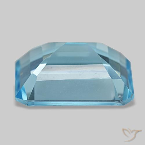 Topaze bleue naturelle taille émeraude, 13,53 ct, VS