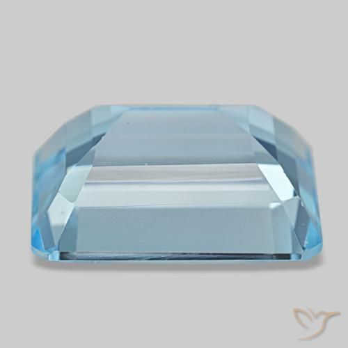 Topaze bleue naturelle taille émeraude, 15,82 ct, VVS-VS