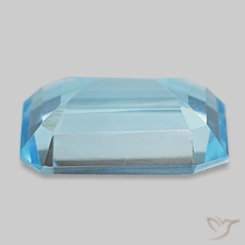 Topaze bleue naturelle taille émeraude, 12,60 ct, VVS