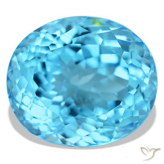 Topaze bleue naturelle coupe ovale, 23,74 ct, VS