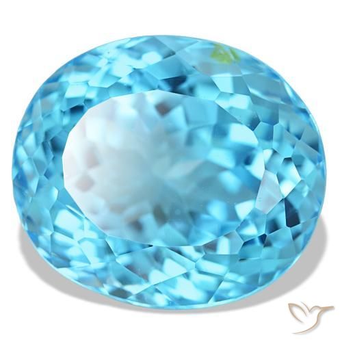 Topaze bleue naturelle coupe ovale, 23,74 ct, VS