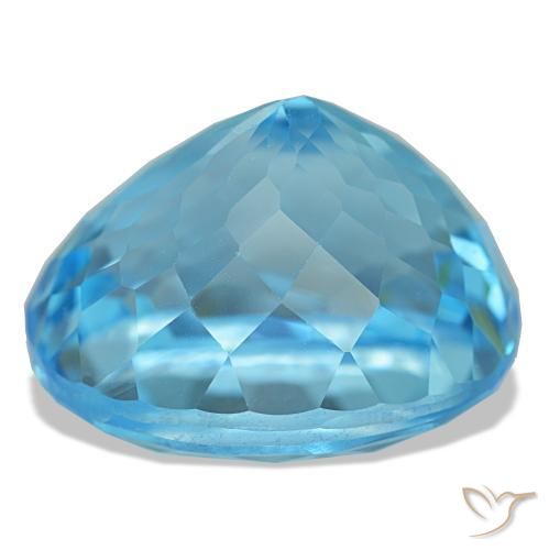 Topaze bleue naturelle coupe ovale, 23,74 ct, VS
