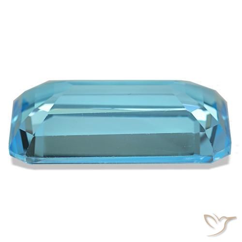 Topaze bleue naturelle taille émeraude, 20,50 ct, VS