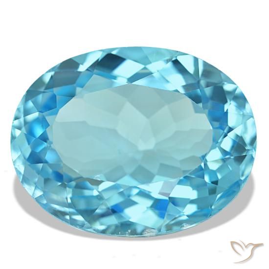 Topaze bleue naturelle coupe ovale, 25,75 ct, VS