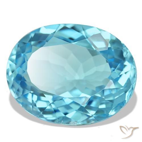 Topaze bleue naturelle coupe ovale, 25,75 ct, VS