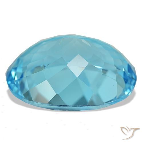 Topaze bleue naturelle coupe ovale, 25,75 ct, VS