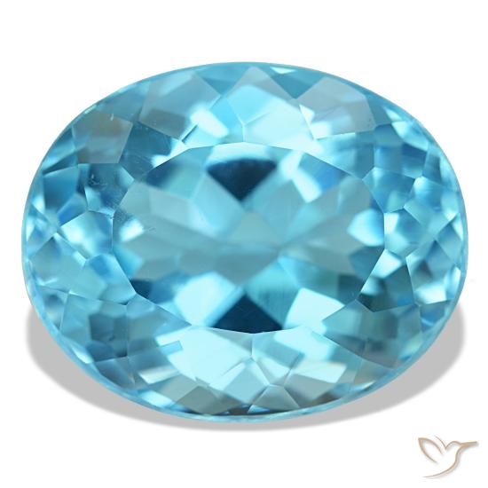 Topaze bleue naturelle coupe ovale, 21,16 ct, VVS-VS