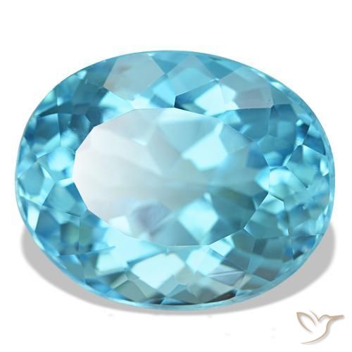 Topaze bleue naturelle coupe ovale, 21,16 ct, VVS-VS