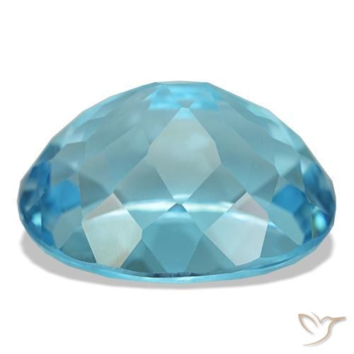Topaze bleue naturelle coupe ovale, 21,16 ct, VVS-VS