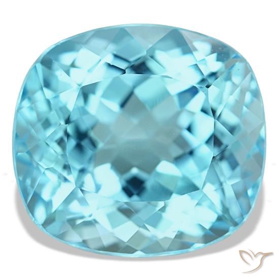 Topaze bleue naturelle coupe coussin, 20,90 ct, VS