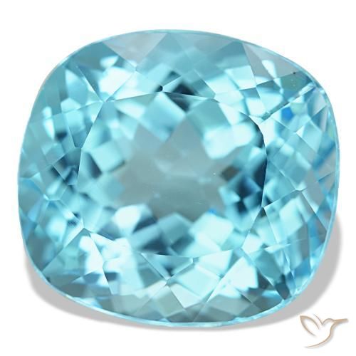 Topaze bleue naturelle coupe coussin, 20,90 ct, VS