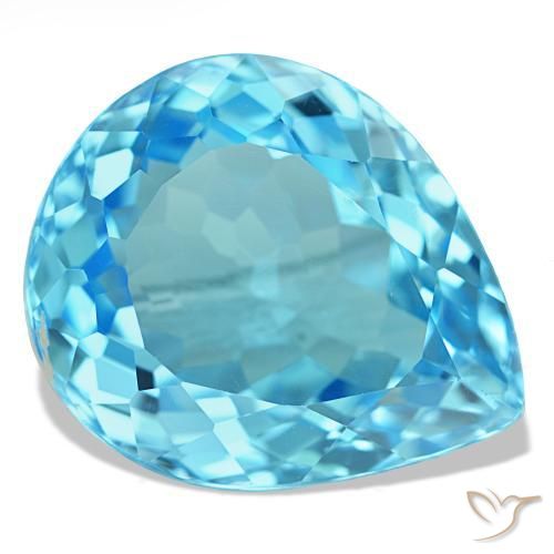 Topaze bleue naturelle en forme de poire, 20,42 ct, VS