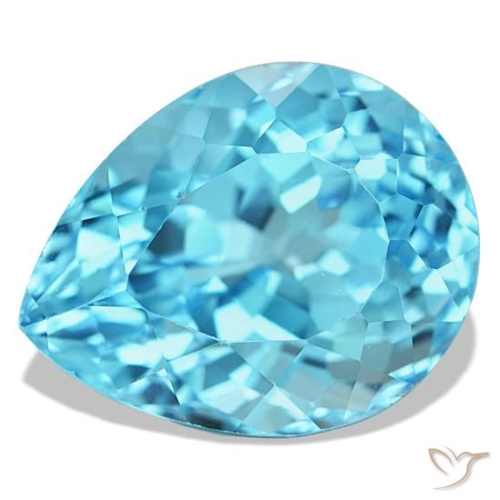 Topaze bleue naturelle en forme de poire, 25,98 ct, VS