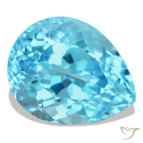 Topaze bleue naturelle en forme de poire, 25,98 ct, VS