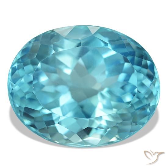 Topaze bleue naturelle coupe ovale, 23,82 ct, VVS-VS
