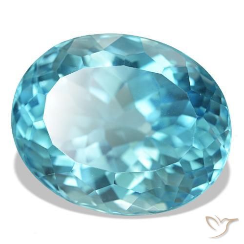 Topaze bleue naturelle coupe ovale, 23,82 ct, VVS-VS