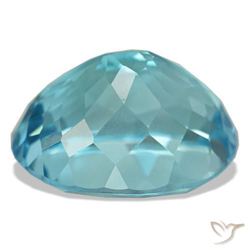 Topaze bleue naturelle coupe ovale, 23,82 ct, VVS-VS