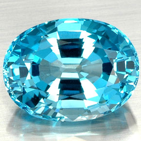 Topaze bleue naturelle coupe ovale, 22,73 ct, VVS