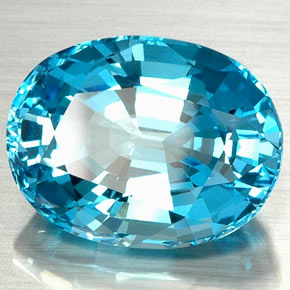 Topaze bleue naturelle coupe ovale, 22,73 ct, VVS