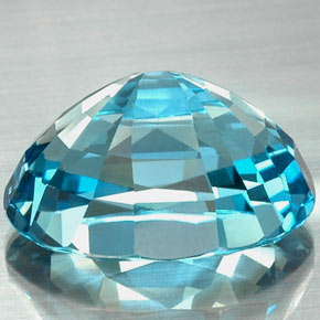 Topaze bleue naturelle coupe ovale, 22,73 ct, VVS