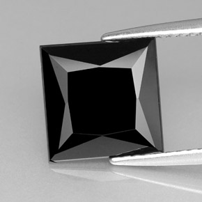 Tourmaline noir naturelle carré, 3,06 ct, opaque