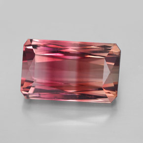 Tourmaline bicolore naturelle taille émeraude, 9,52 ct, VVS-VS