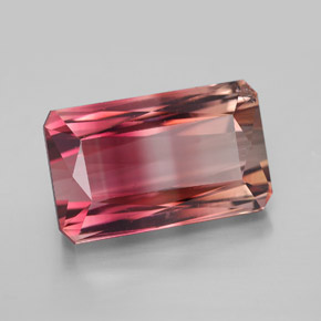 Tourmaline bicolore naturelle taille émeraude, 9,52 ct, VVS-VS