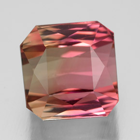 Tourmaline bicolore naturelle taille émeraude, 5,26 ct, VVS-VS