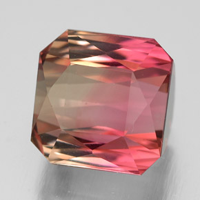 Tourmaline bicolore naturelle taille émeraude, 5,26 ct, VVS-VS