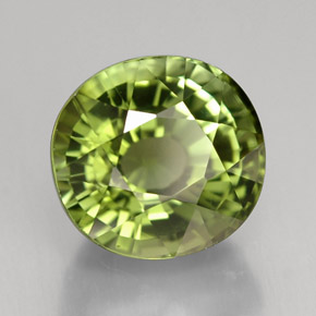 Tourmaline vert naturelle coupe ovale, 4,39 ct, VS