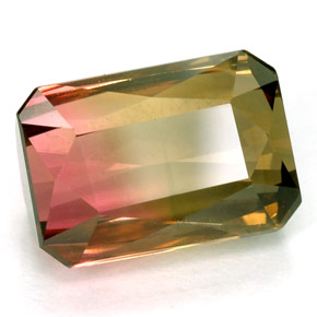 Tourmaline multicolore naturelle taille émeraude, 4,71 ct, VVS