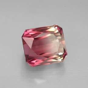 Tourmaline bicolore naturelle taille émeraude, 7,48 ct, VVS