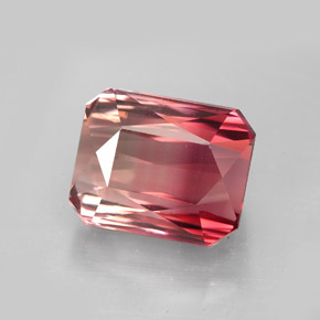 Tourmaline bicolore naturelle taille émeraude, 8,43 ct, VVS