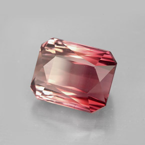 Tourmaline bicolore naturelle taille émeraude, 8,43 ct, VVS