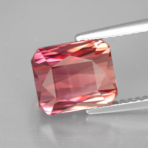 Tourmaline bicolore naturelle taille émeraude, 3,96 ct, VVS