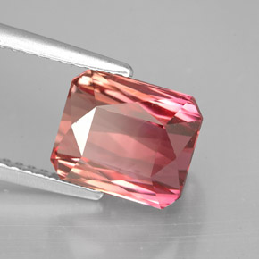 Tourmaline bicolore naturelle taille émeraude, 3,96 ct, VVS