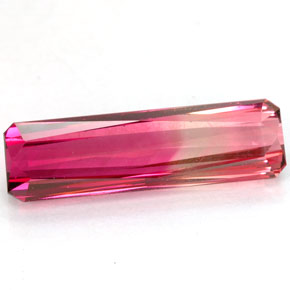 Tourmaline bicolore naturelle taille émeraude, 4,28 ct, VVS-VS