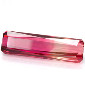 Tourmaline bicolore naturelle taille émeraude, 4,28 ct, VVS-VS