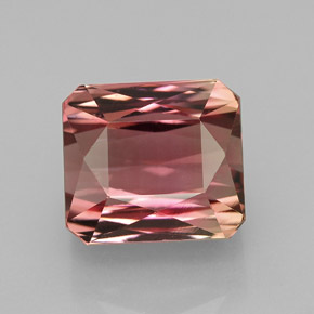 Tourmaline bicolore naturelle taille émeraude, 7,42 ct, VVS-VS