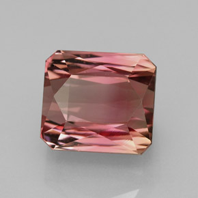 Tourmaline bicolore naturelle taille émeraude, 7,42 ct, VVS-VS