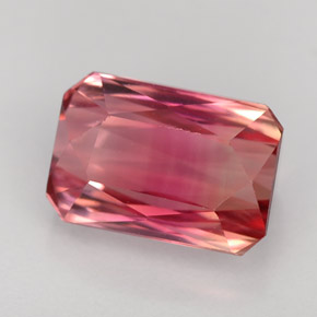 Tourmaline bicolore naturelle taille émeraude, 3,66 ct, VVS-VS