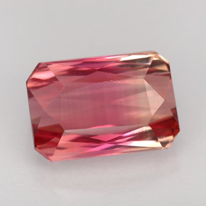 Tourmaline bicolore naturelle taille émeraude, 3,66 ct, VVS-VS