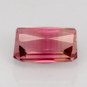Tourmaline bicolore naturelle taille émeraude, 3,66 ct, VVS-VS